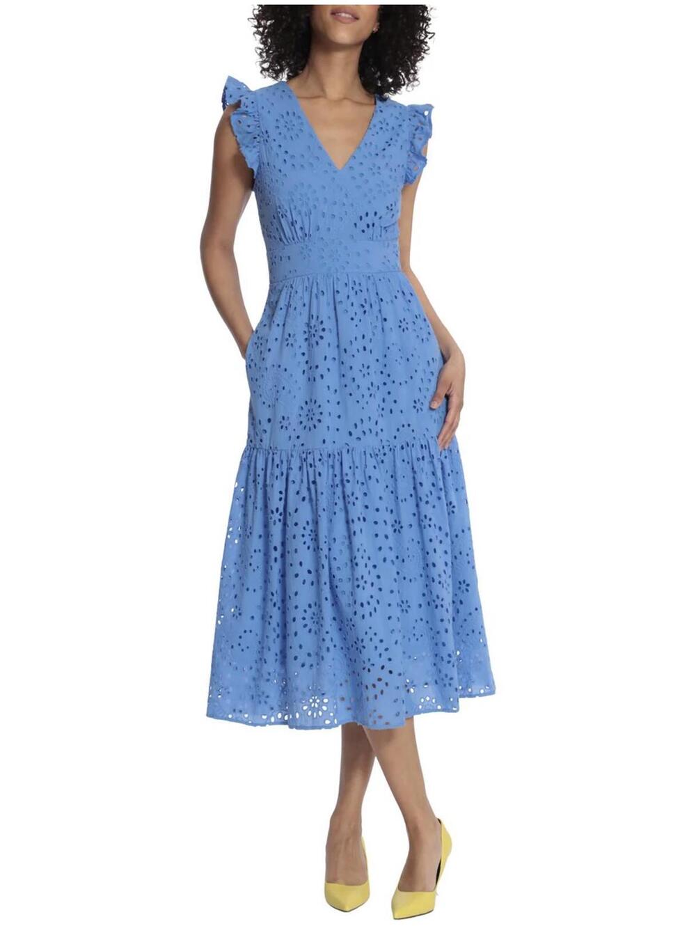Maggy London Faye Below the Knee Fit & Flare Dress Marina Blue NWT Size 2 - Picture 2 of 8